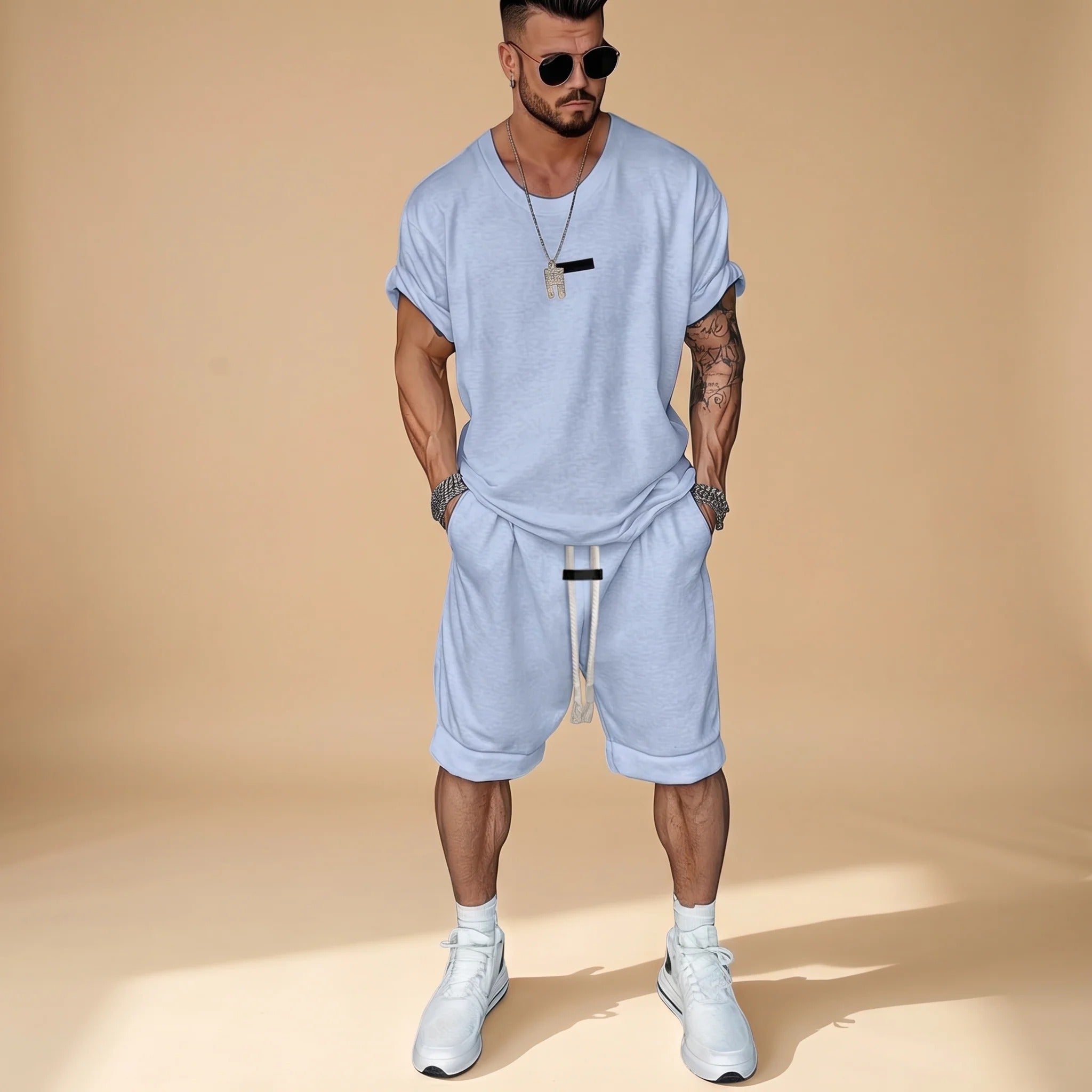Alan - Bequemes Set mit Hemd und Shorts