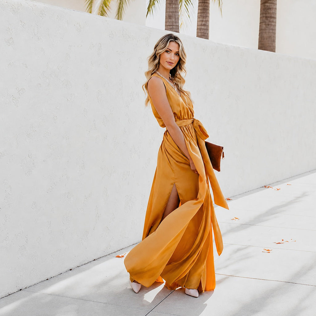 Kareem - Legeres Maxikleid mit Taillengürtel