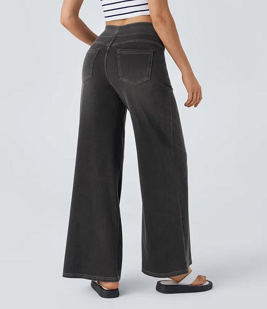 Jeans Damen High Waist | Weites Bein & Elastischer Bund