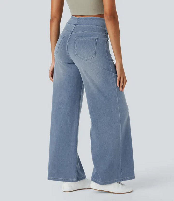 Jeans Damen High Waist | Weites Bein & Elastischer Bund