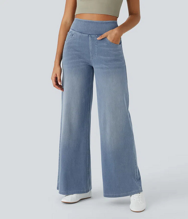 Jeans Damen High Waist | Weites Bein & Elastischer Bund