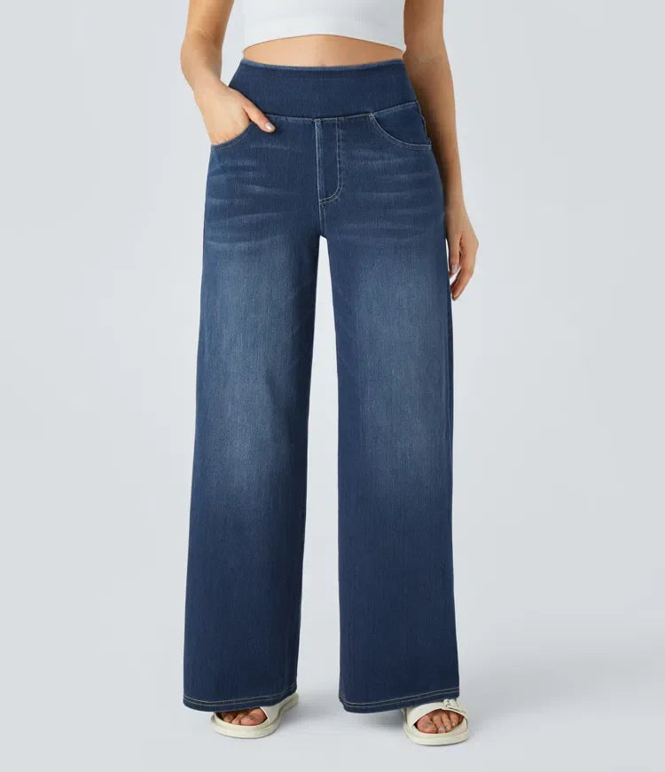 Jeans Damen High Waist | Weites Bein & Elastischer Bund