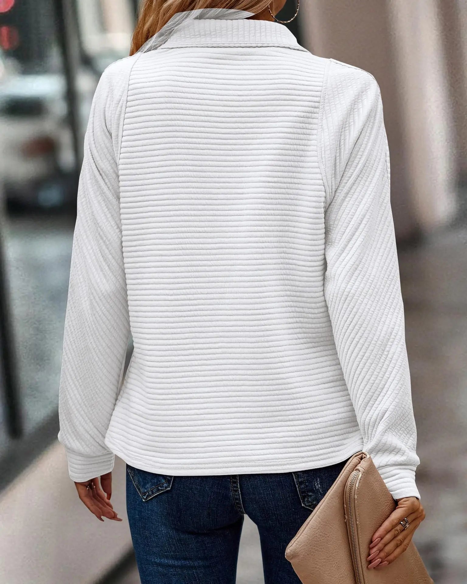 Damen Casual Stehkragen Reißverschluss Strickpullover