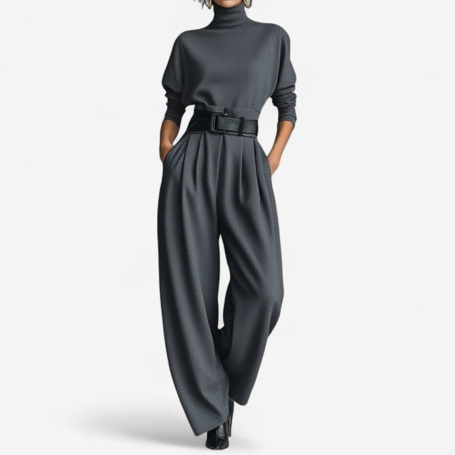 Jumpsuit Damen | Hoher Kragen & Weites Bein