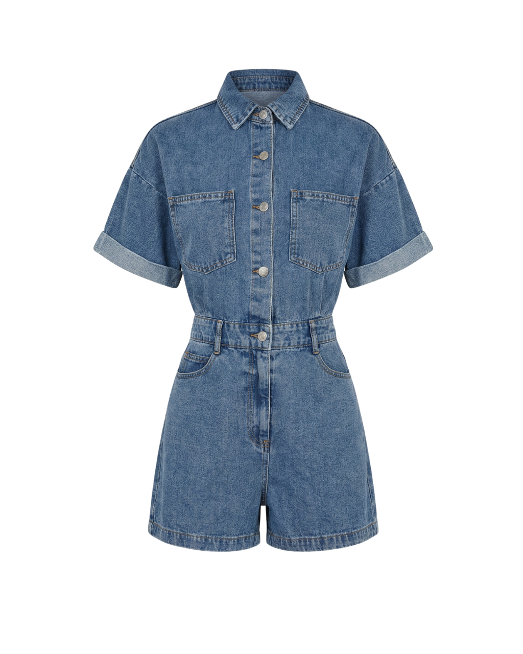 Jumpsuit Damen | Jeans-Overall mit Kragen & Kurzarm