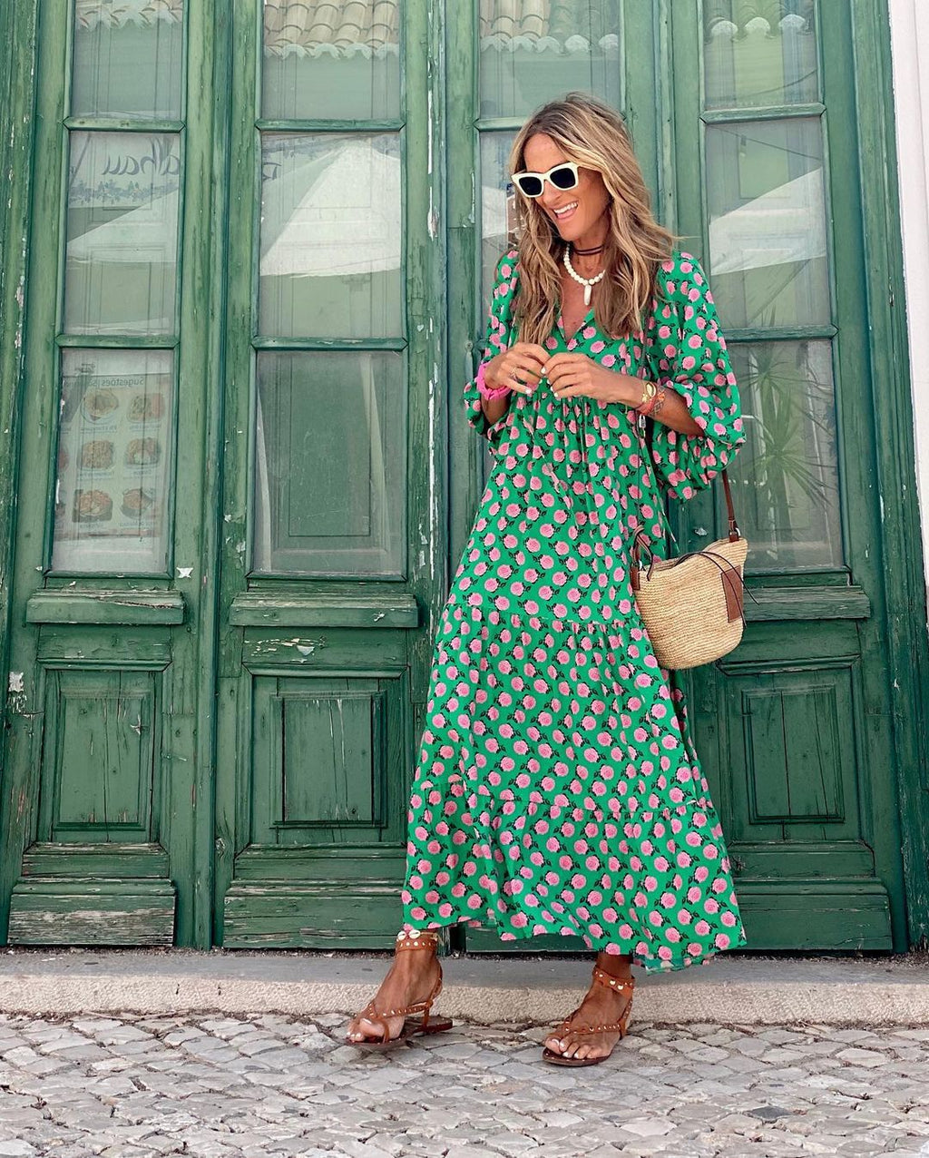 Damen Boho Gedruckt Sommerkleid