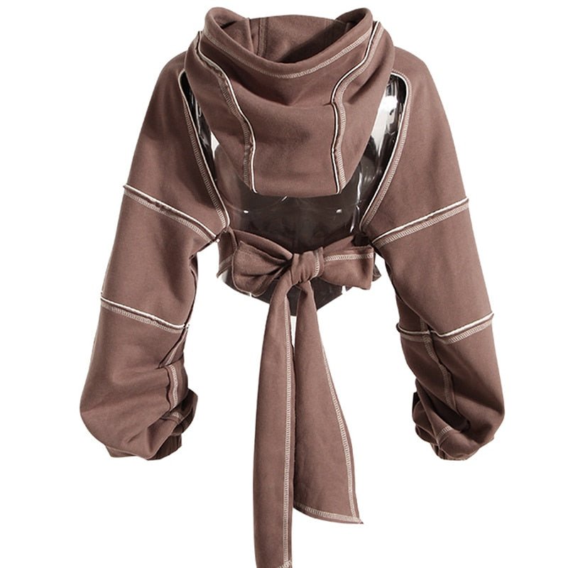 Kapuzenpullover Damen | Cropped & Cut-Out-Details