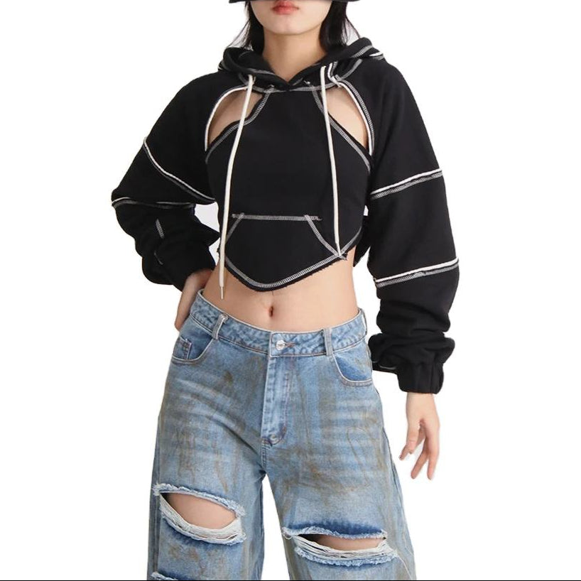 Kapuzenpullover Damen | Cropped & Cut-Out-Details