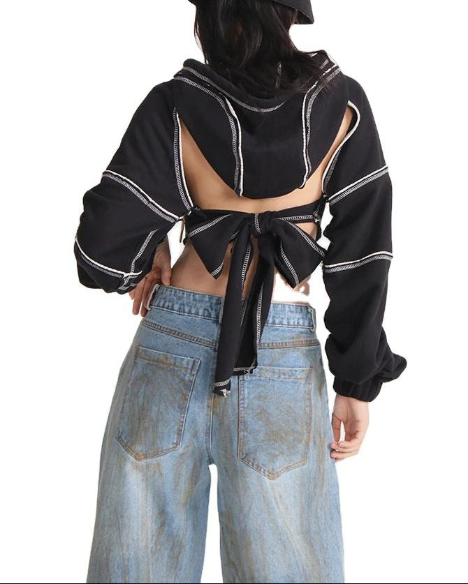 Kapuzenpullover Damen | Cropped & Cut-Out-Details