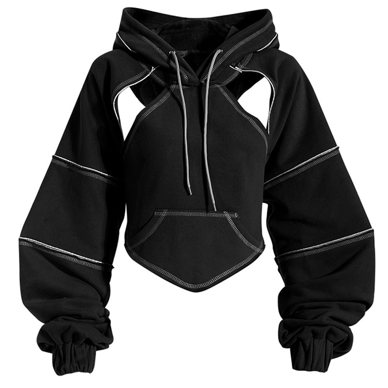 Kapuzenpullover Damen | Cropped & Cut-Out-Details