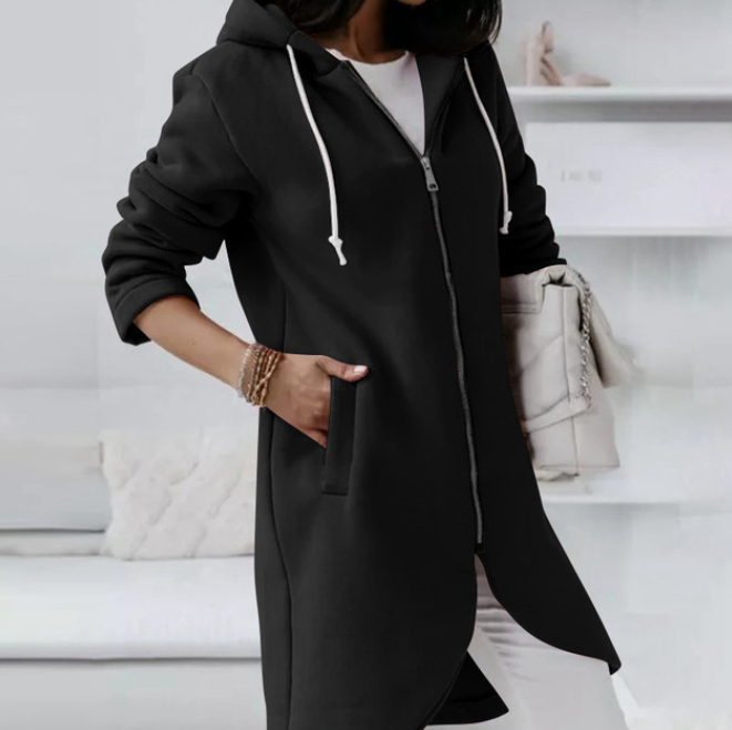 Kapuzenpullover Damen | Langer Schnitt & Reißverschluss