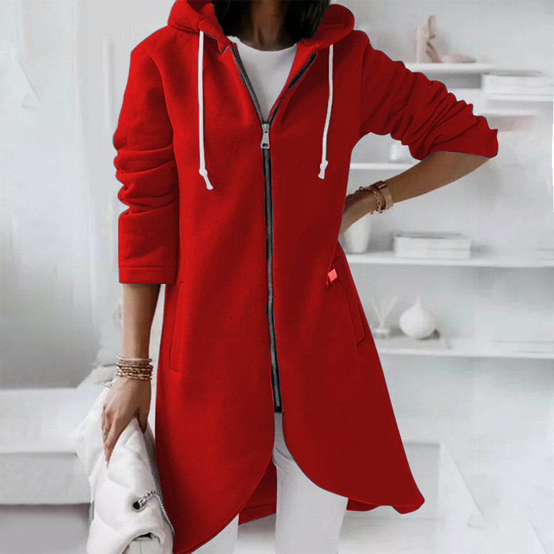 Kapuzenpullover Damen | Langer Schnitt & Reißverschluss