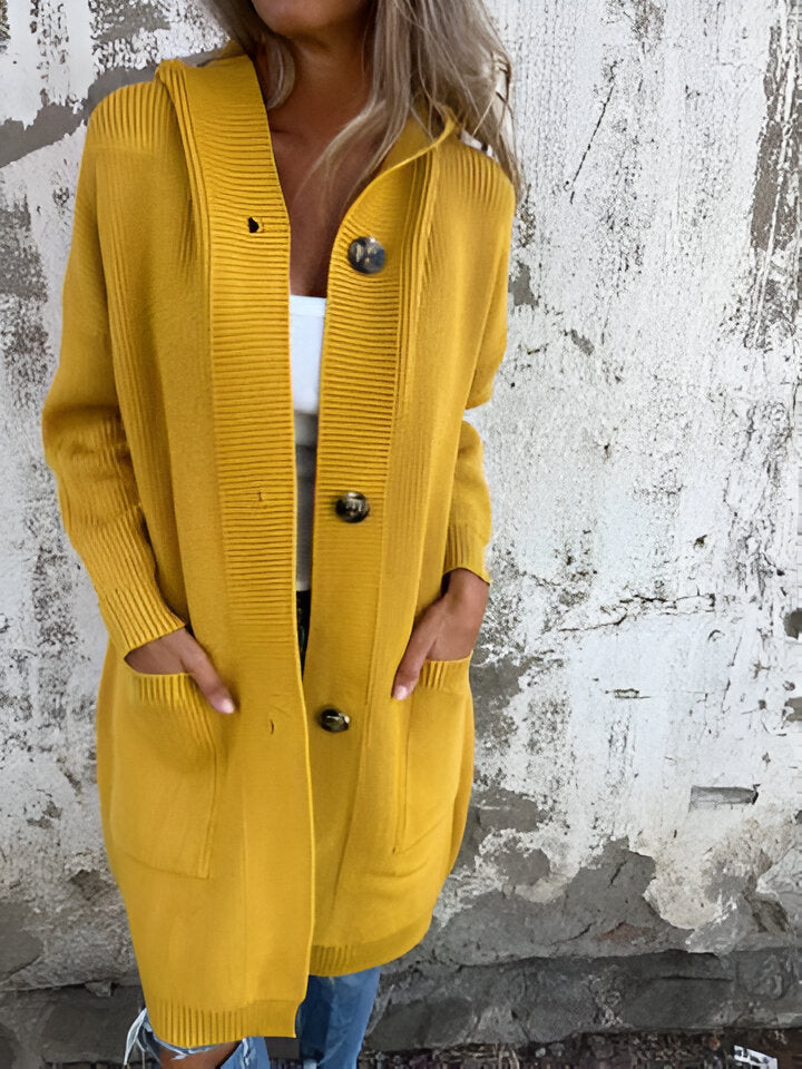 Kapuzenpullover Damen | Longform & Knopfleiste