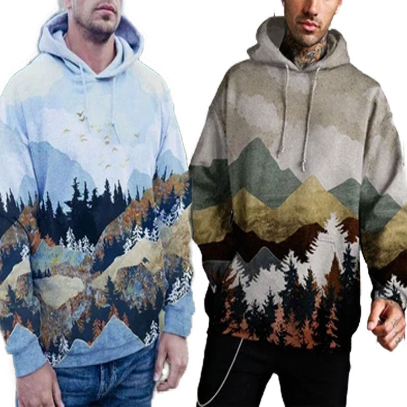 Kapuzenpullover Herren | Allover-Print & Naturmotiv