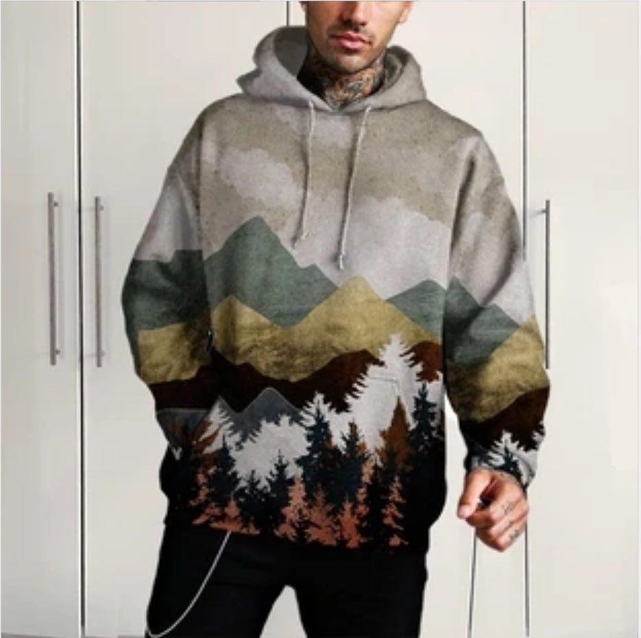 Kapuzenpullover Herren | Allover-Print & Naturmotiv