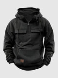 Kapuzenpullover Herren | Cargo-Taschen & Quarter-Zip