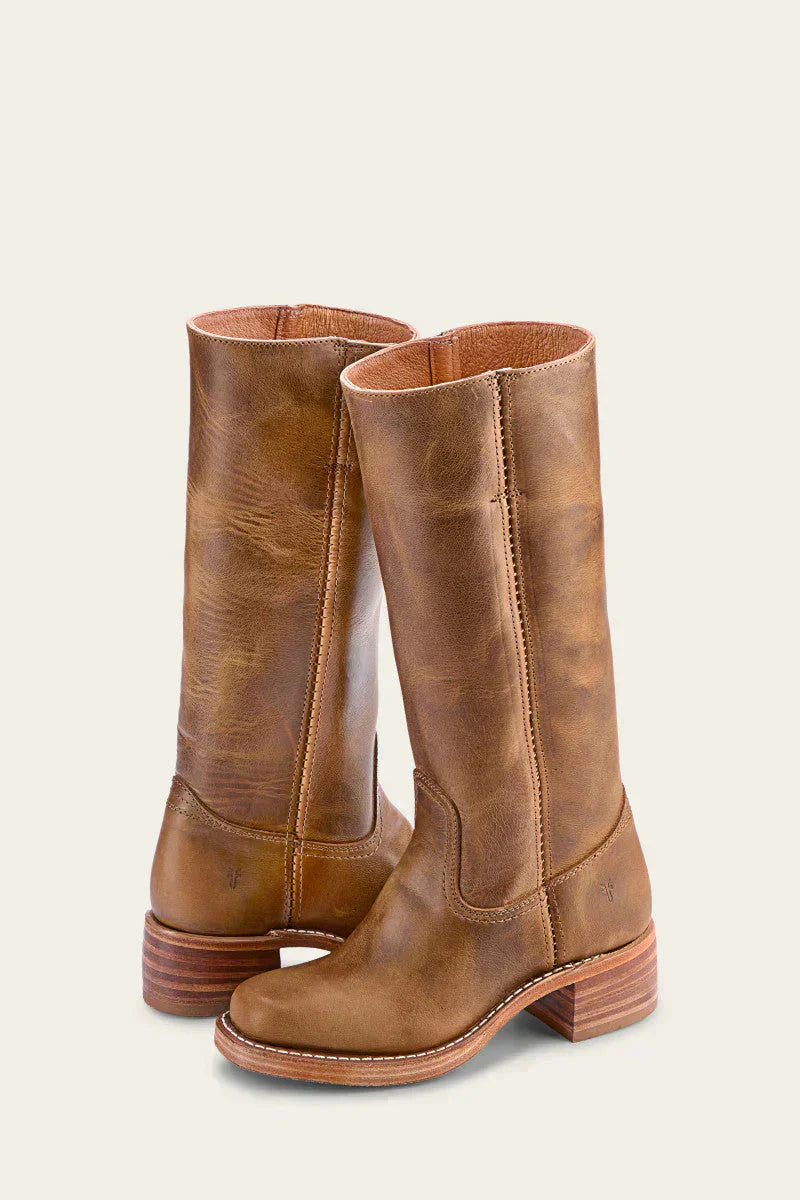 Klassische Damen-Lederstiefel mit Blockabsatz – Robustes, handgefertigtes Design für zeitlosen Stil