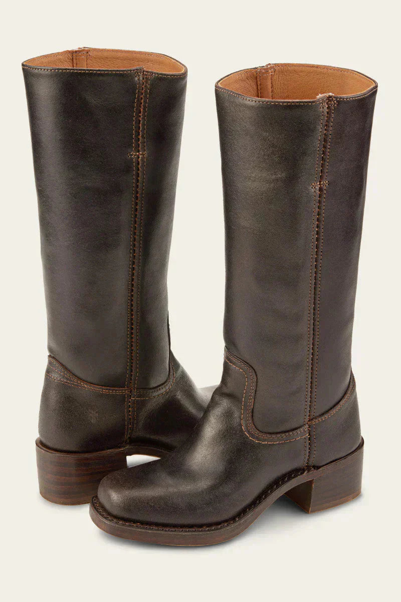 Klassische Damen-Lederstiefel mit Blockabsatz – Robustes, handgefertigtes Design für zeitlosen Stil
