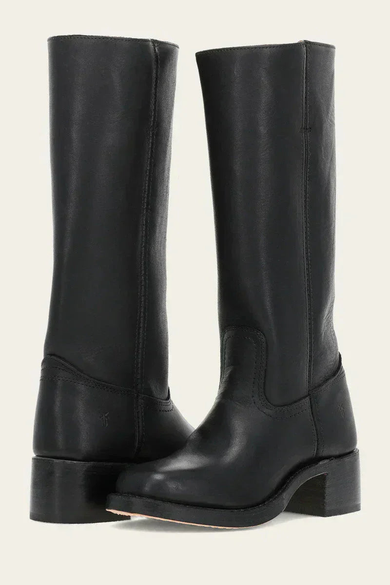 Klassische Damen-Lederstiefel mit Blockabsatz – Robustes, handgefertigtes Design für zeitlosen Stil