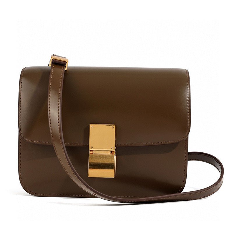 Klassische Damen-Schultertasche mit Überschlag aus echtem Leder