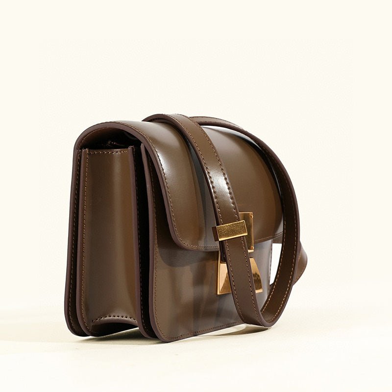 Klassische Damen-Schultertasche mit Überschlag aus echtem Leder