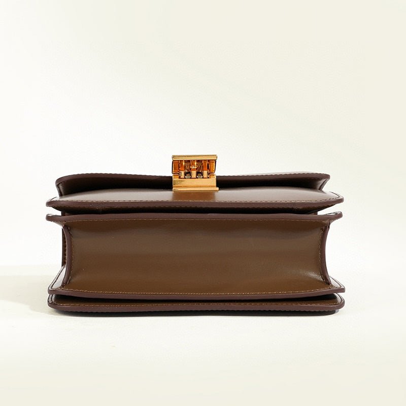 Klassische Damen-Schultertasche mit Überschlag aus echtem Leder