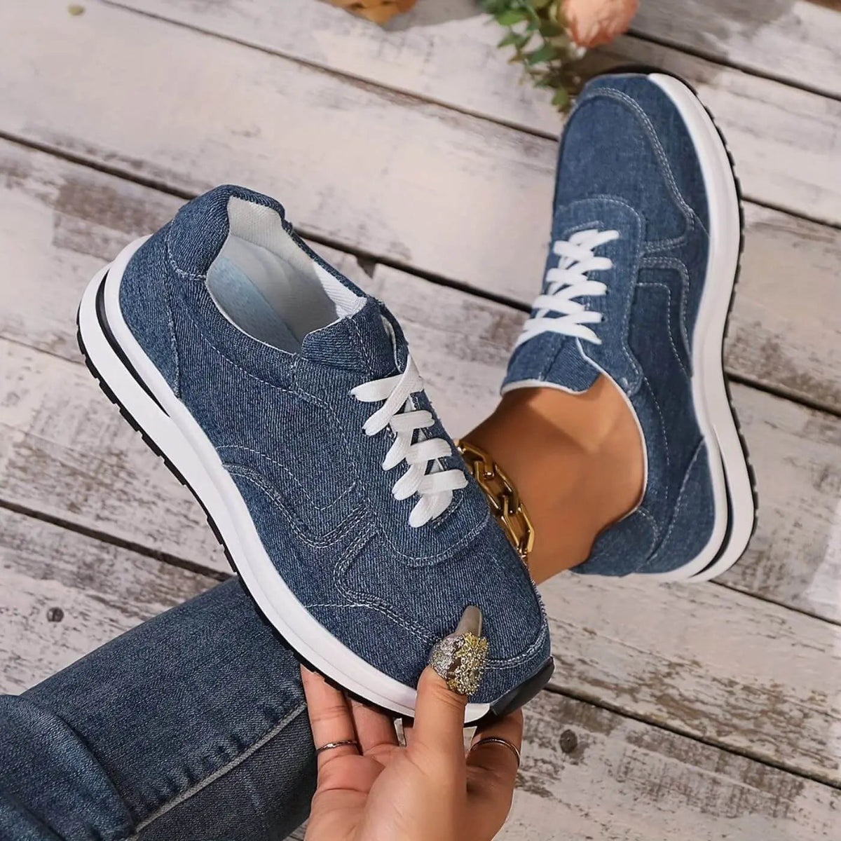 Komfort Schuhe Damen | Denim-Sneaker & Leichte Profilsohle