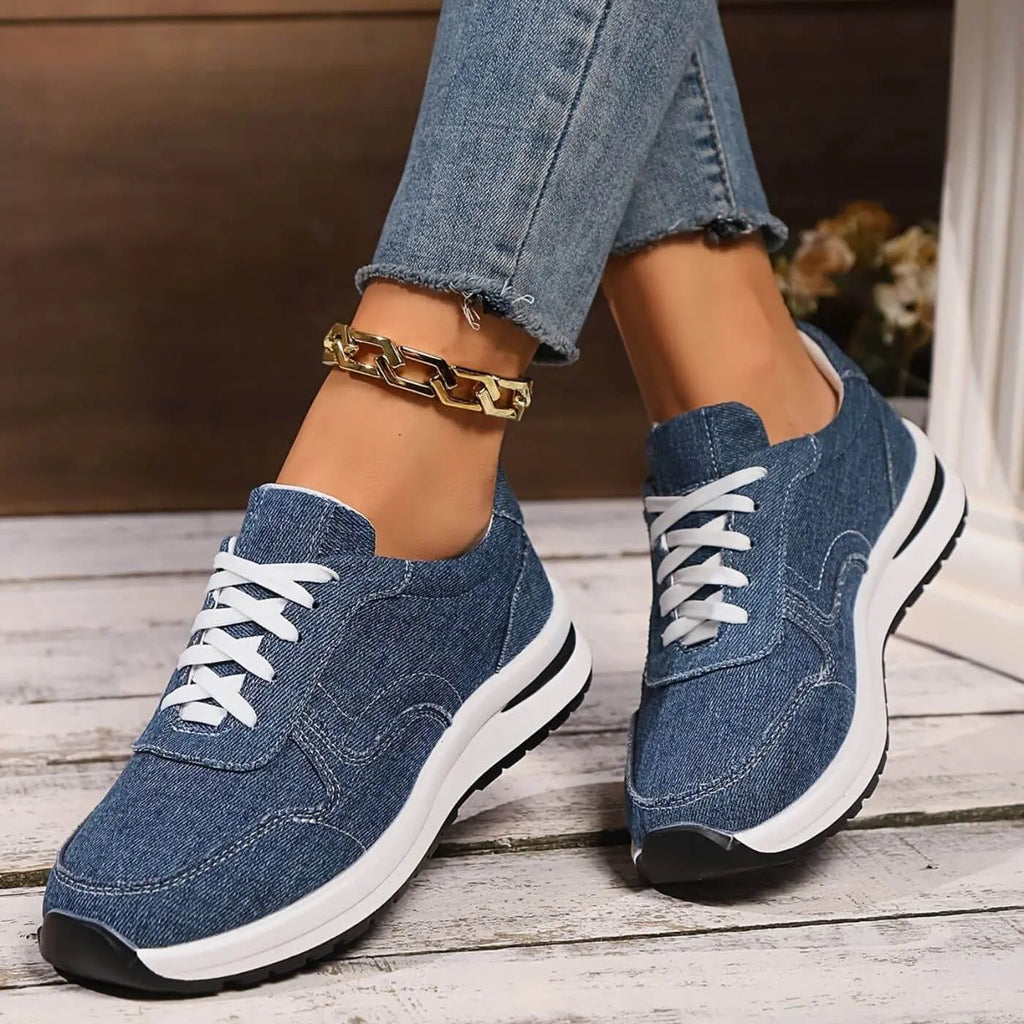 Komfort Schuhe Damen | Denim-Sneaker & Leichte Profilsohle