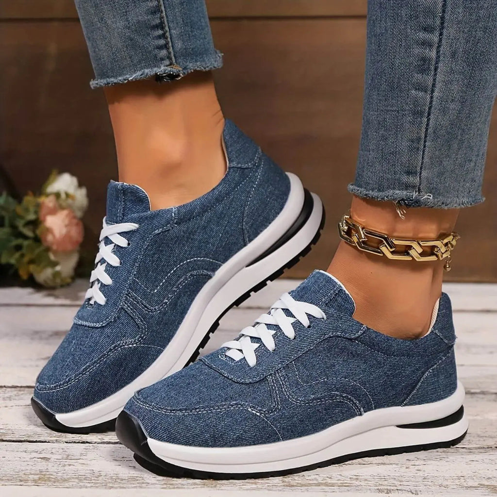 Komfort Schuhe Damen | Denim-Sneaker & Leichte Profilsohle