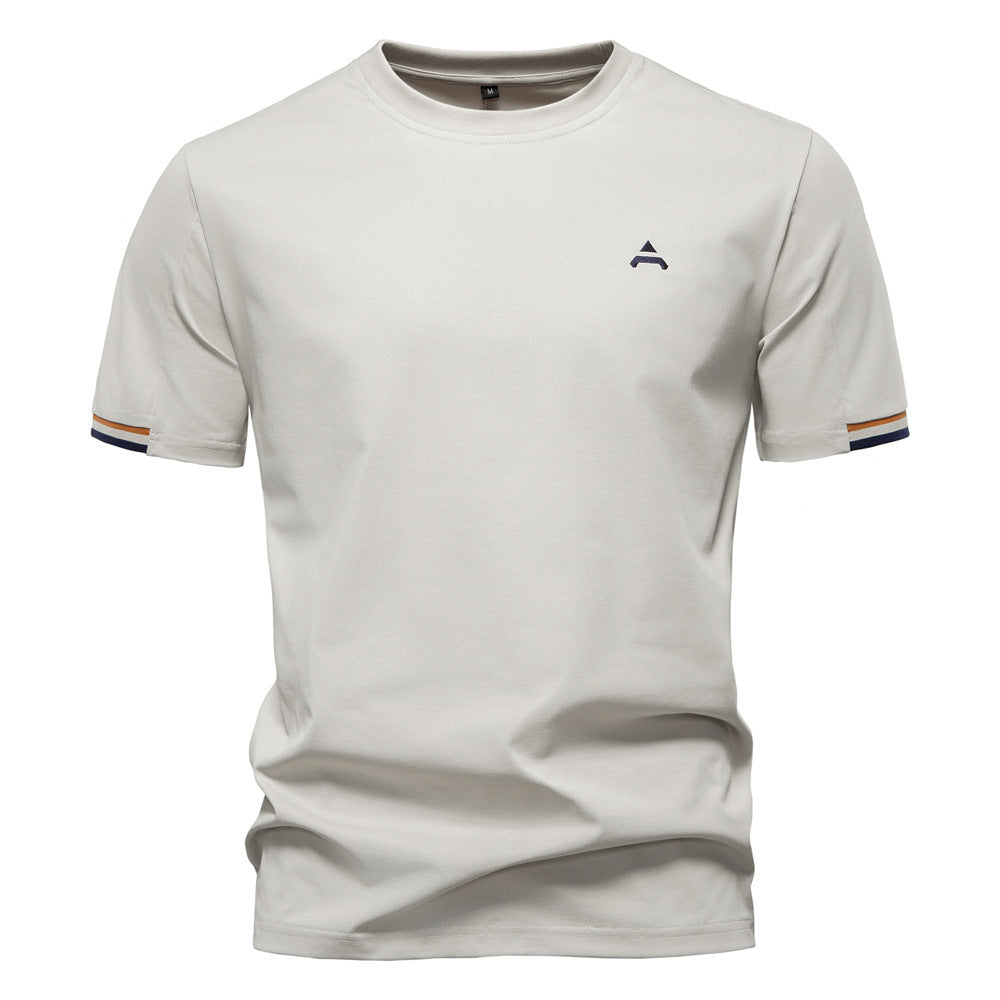 Kurzarm T Shirt Herren | Sportliches Crew-Neck mit Logo-Stickerei