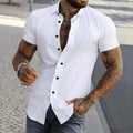 Herren Sommer Stehkragen Slim Fit Hemd
