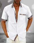 Kurzarmhemd Herren | Smart-Casual mit Karo-Kontrast-Details