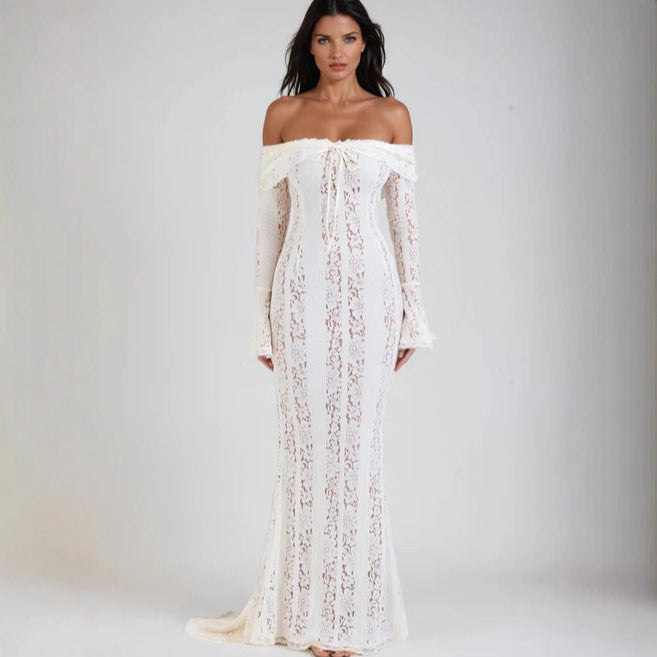 Damen Maxikleid im Off-Shoulder-Stil für Hochzeitsgäste