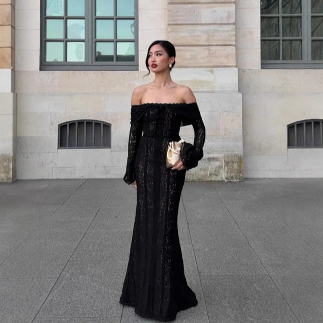 Damen Maxikleid im Off-Shoulder-Stil für Hochzeitsgäste