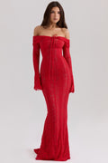 Damen Maxikleid im Off-Shoulder-Stil für Hochzeitsgäste
