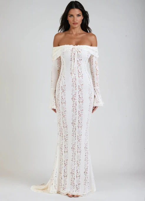 Damen Maxikleid im Off-Shoulder-Stil für Hochzeitsgäste