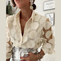 Langarmbluse Damen | 3D-Applikation & Elegant