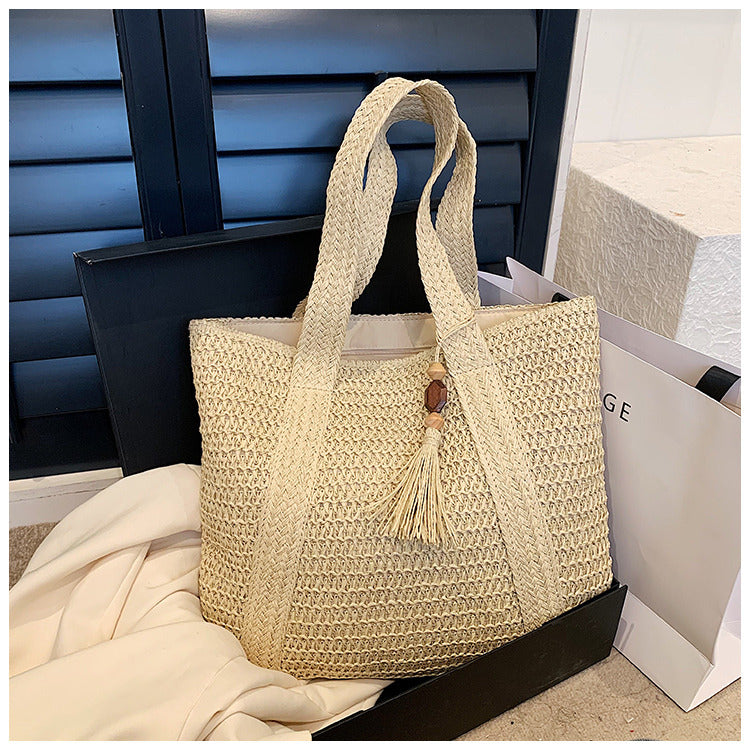 Lässige Strohtasche für Damen – Sommer, vielseitig und leicht