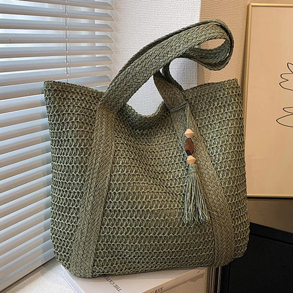 Lässige Strohtasche für Damen – Sommer, vielseitig und leicht