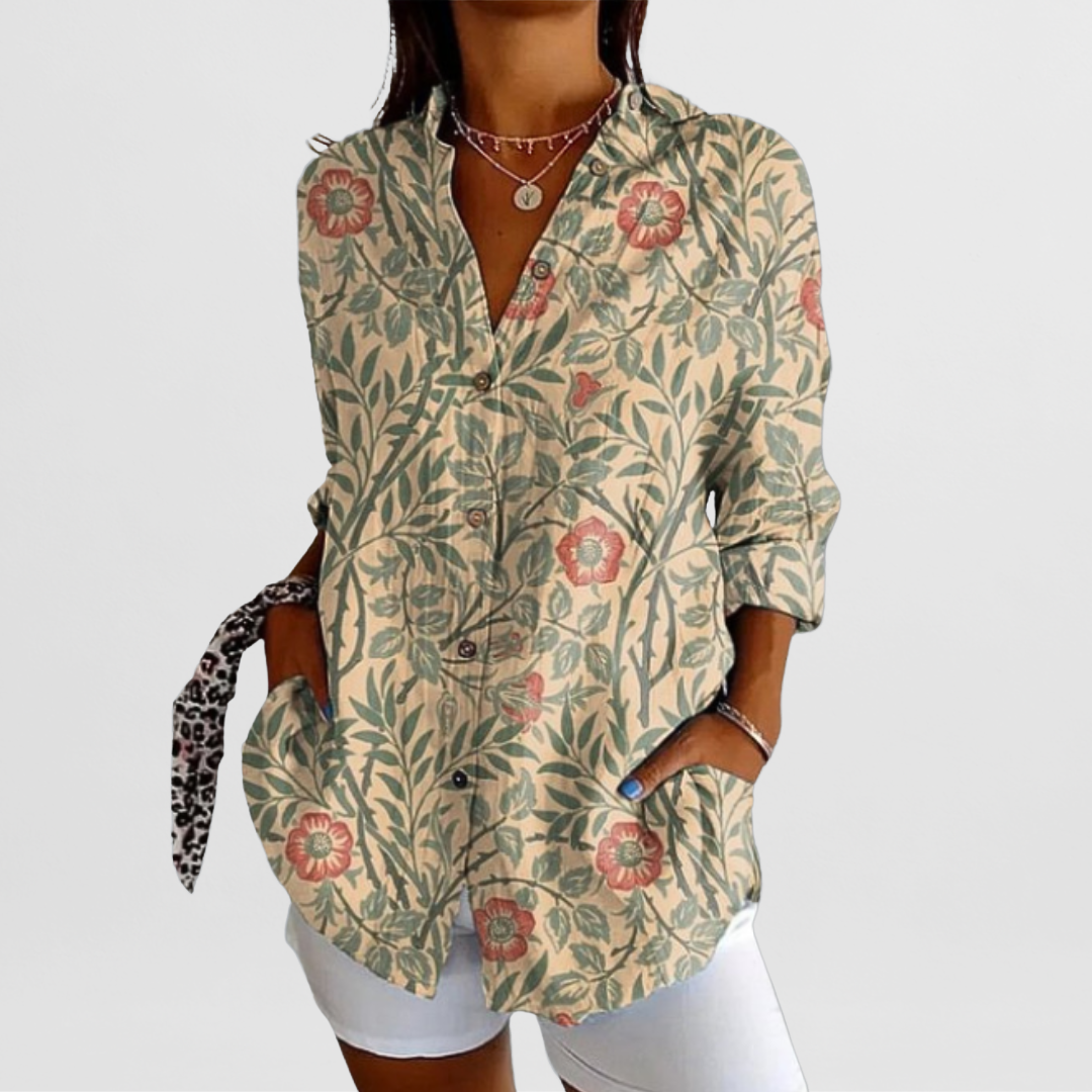Bluse Damen | Lebhafter Blumendruck & Lässig Elegant