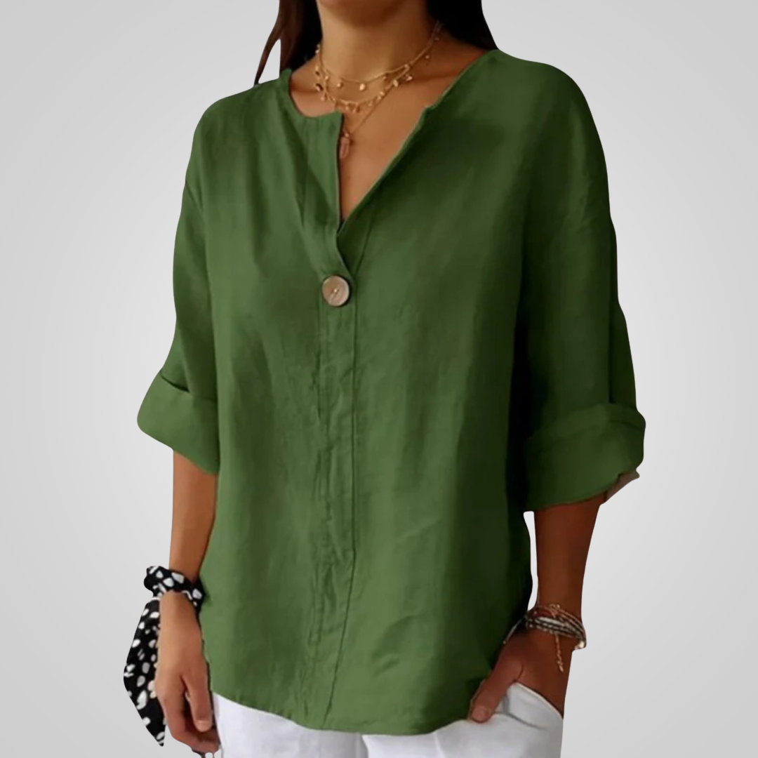 Bluse Damen | Lässig Elegant mit V-Ausschnitt & 3/4-Arm