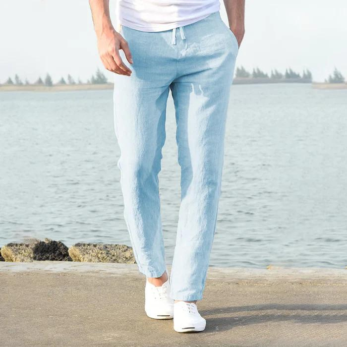 Herren Leichte Leinen Freizeithose