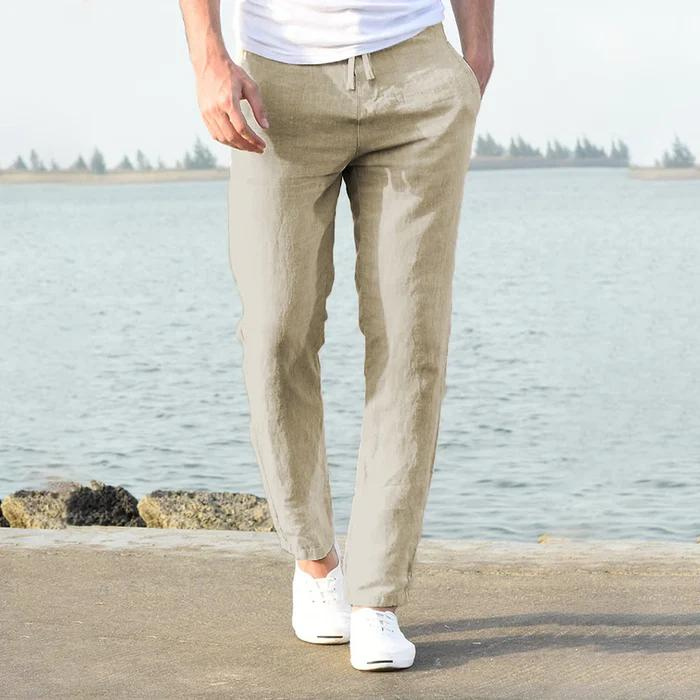 Herren Leichte Leinen Freizeithose