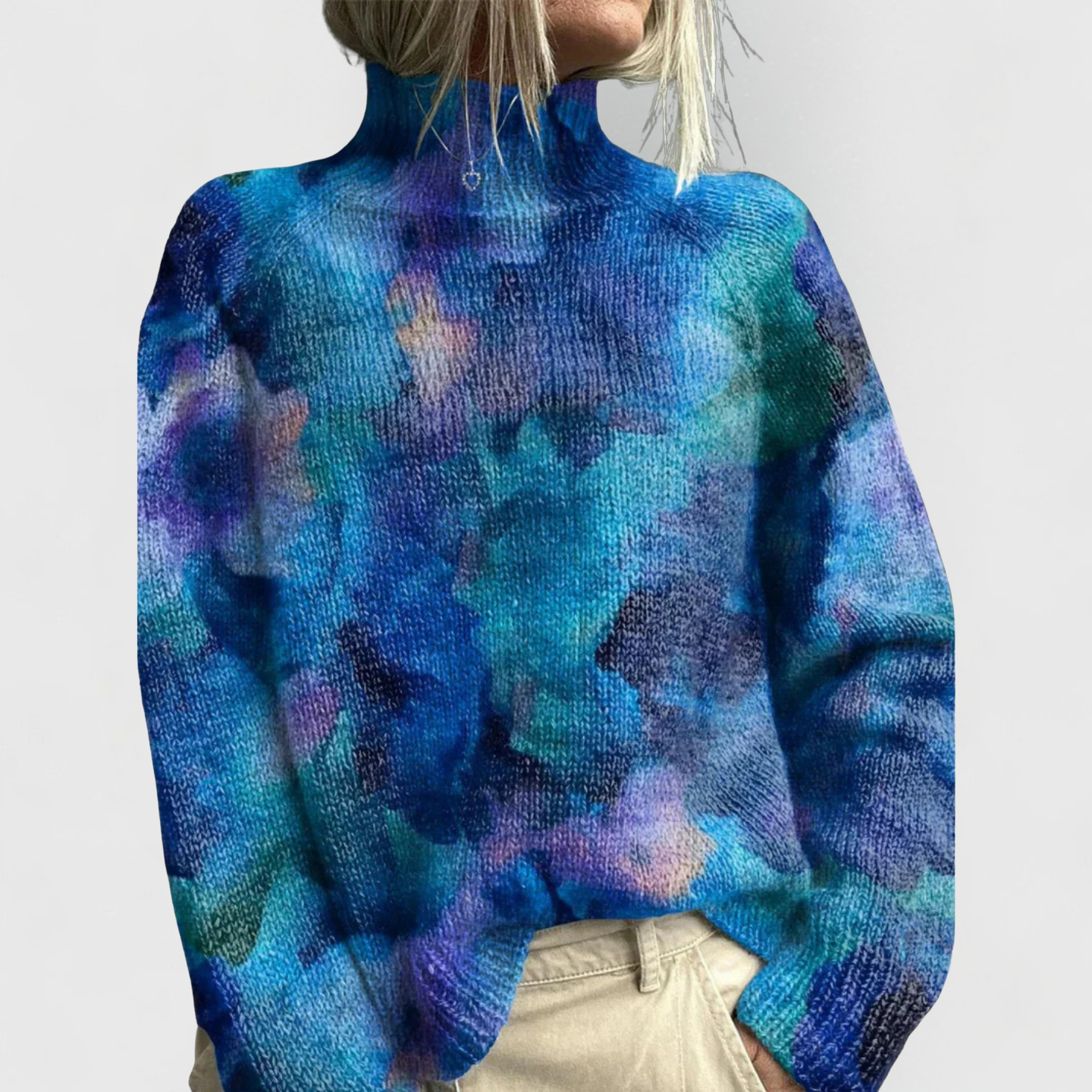 Barbara | Damen Natur Druck Gemütlich Strick Pullover