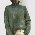Barbara | Damen Natur Druck Gemütlich Strick Pullover