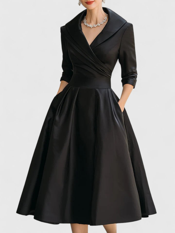Linienkleid Damen | Wickelkragen & schmeichelnde A-Linie