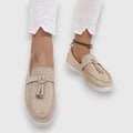 Loafer Damen | Leichter Wildleder-Slipper mit Golddetail & Komfortsohle