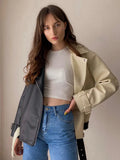 Lozenda - Colour-Block-Lederjacke für Damen