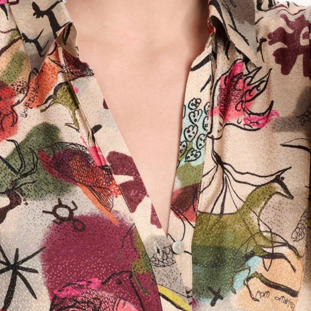 Lozenda - Fließende Bohème-Bluse mit herbstlichem Blumenmuster