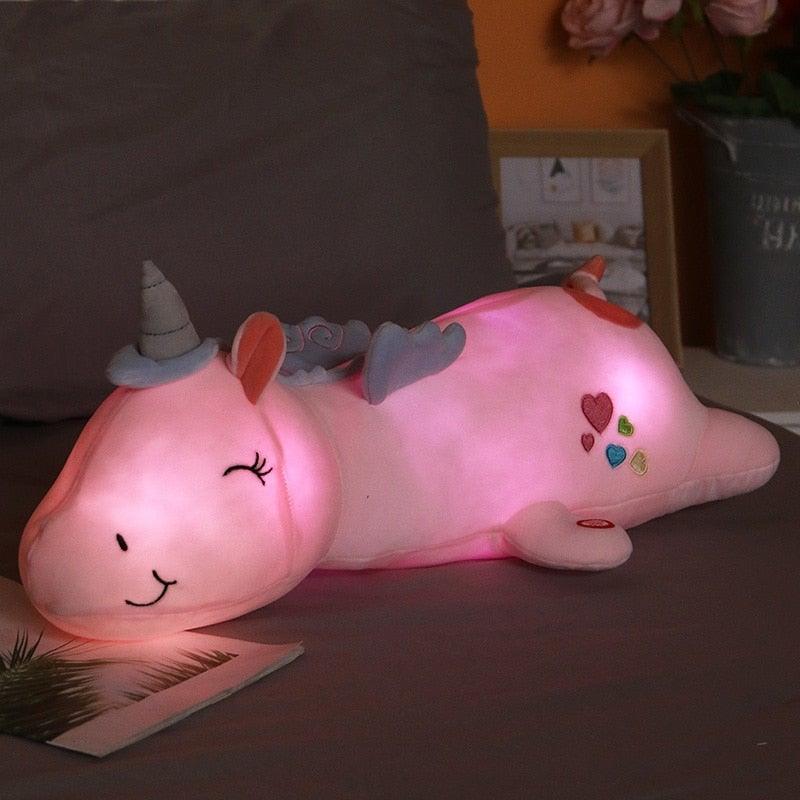 LumiGlow | Niedliches, weiches Plüscheinhorn-Kuscheltier für Kinder